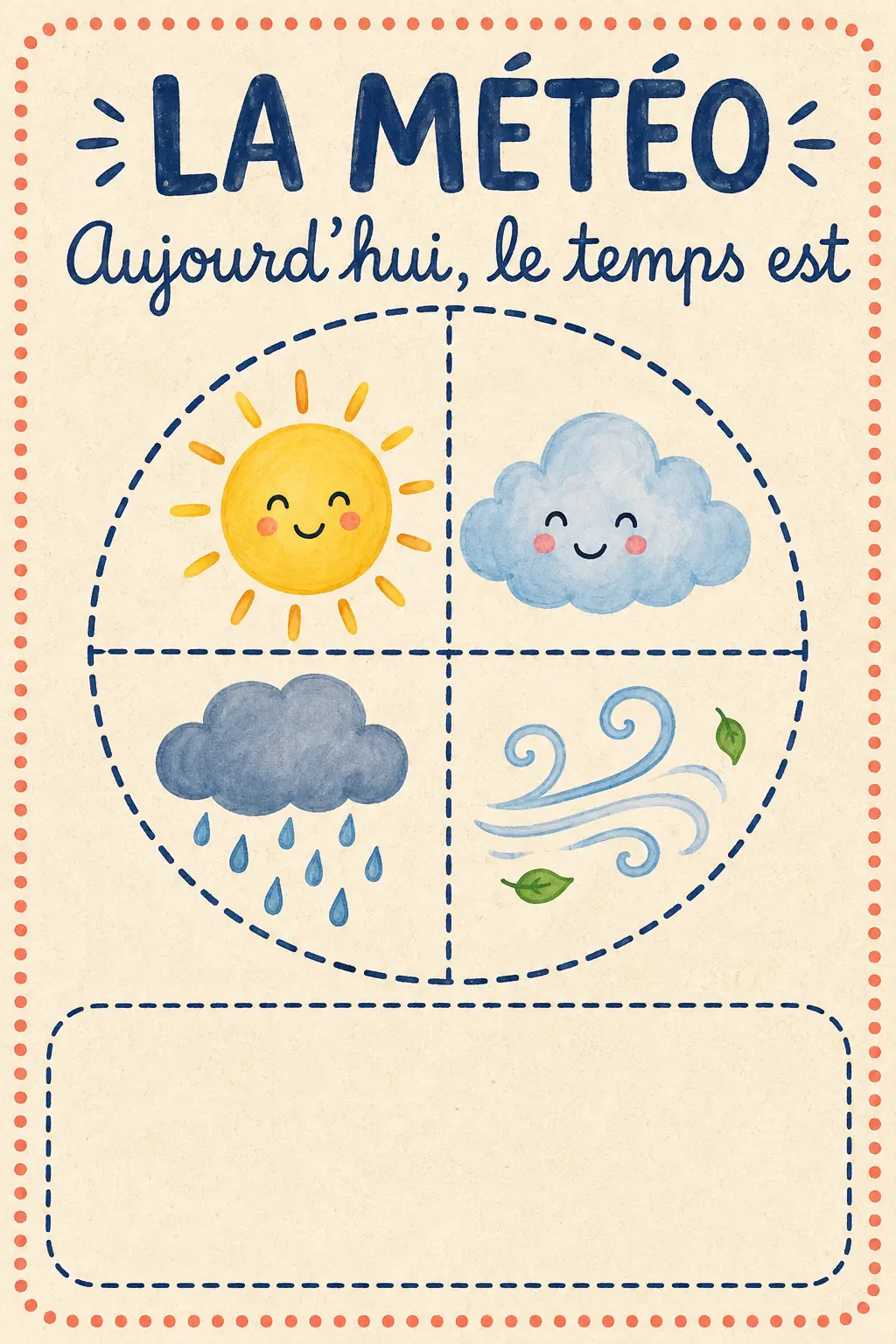 Affichage imprimable La météo pour la maternelle.
